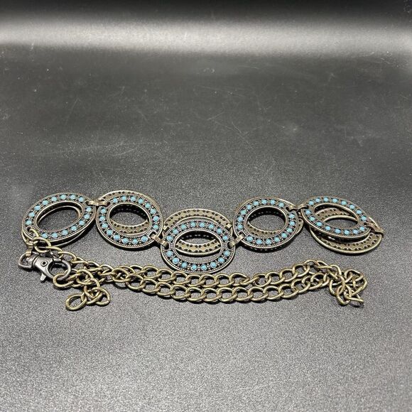 Coldwater Creek Metal Belt Women's 45" Blue JewelsClasp Close - Picture 1 of 3